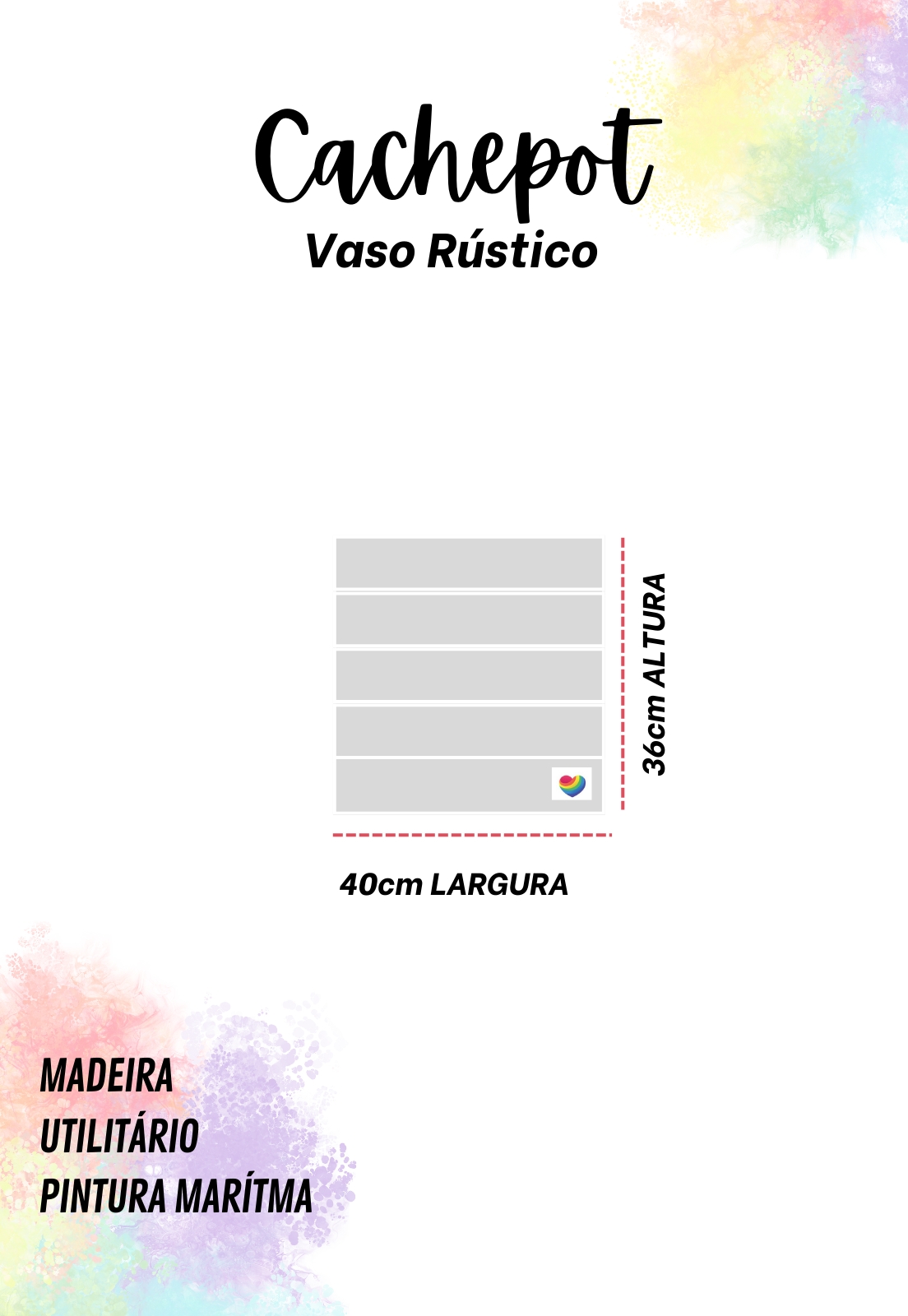 Vaso Madeira Rústico Não é Segredo Branco 40x36