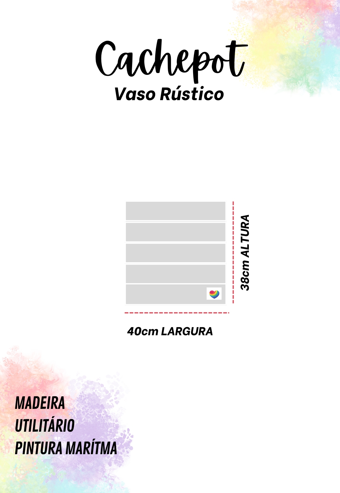 Vaso Madeira Rústico com Borda Não é Segredo Marrom 40x38