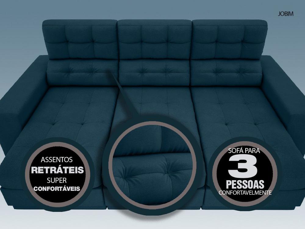 Sofá 3 Lugares Net Jobim Assento Retrátil e Reclinável Royal 2,05m (L)