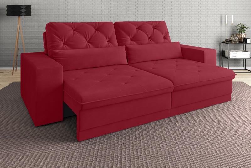 Sofá 3 Lugares Net Royale Assento Retrátil e Reclinável 2,00m (L) Vermelho – NETSOFAS