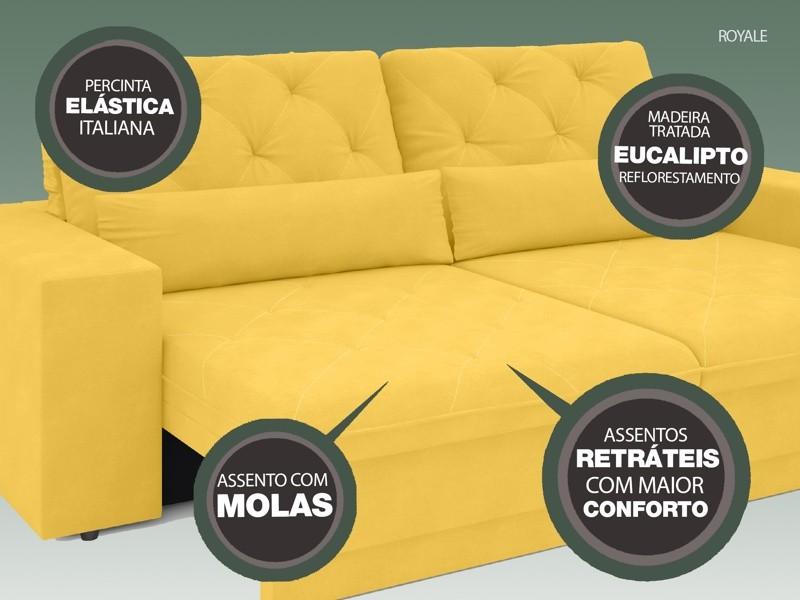 Sofá 3 Lugares Net Royale Assento Retrátil e Reclinável Canário 2,00m (L)