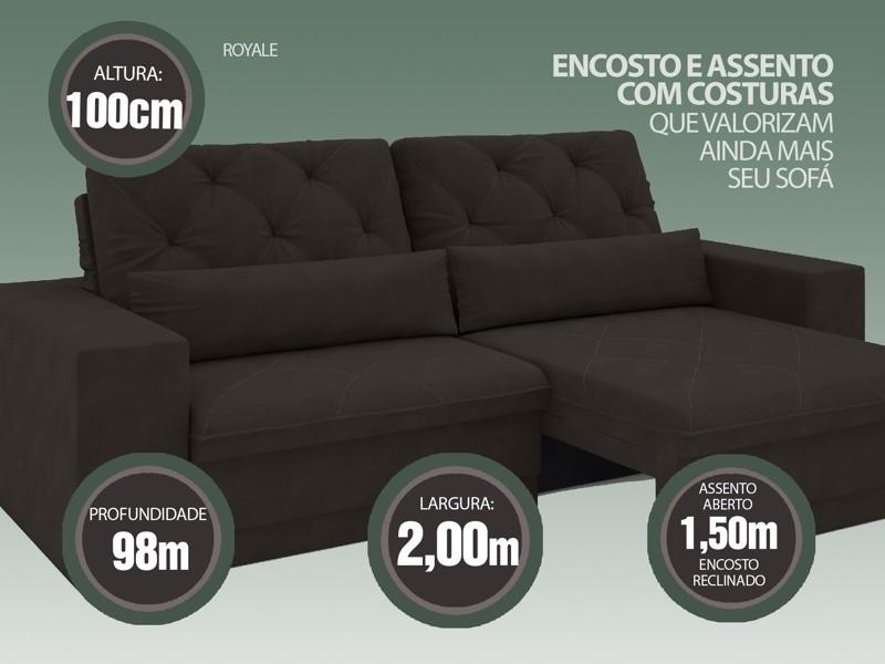 Sofá 3 Lugares Net Royale Assento Retrátil e Reclinável Chocolate 2,00m (L)