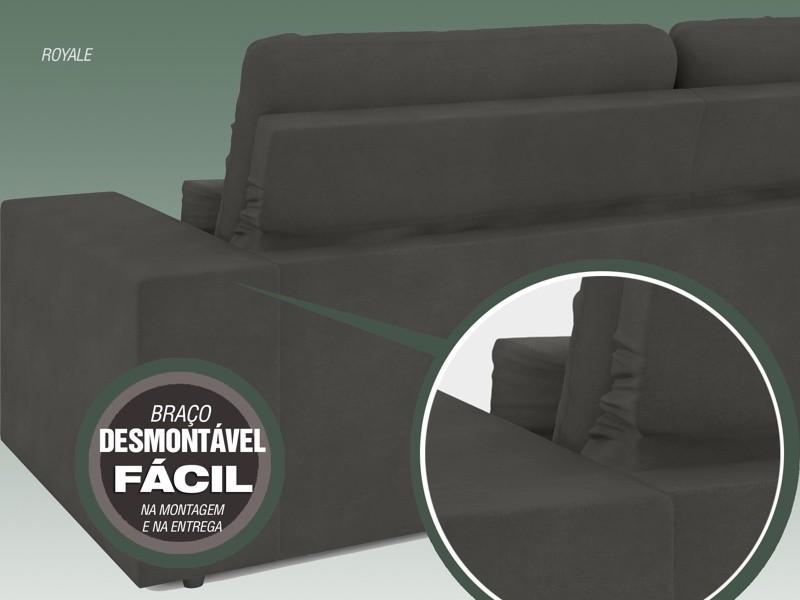 Sofá 3 Lugares Net Royale Assento Retrátil e Reclinável Cinza 2,00m (L)