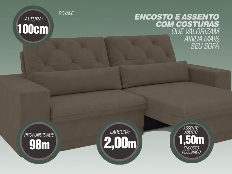 Sofá 3 Lugares Net Royale Assento Retrátil e Reclinável Marrom 2,00m (L)