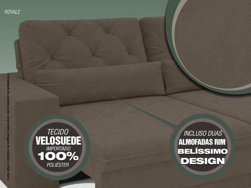 Sofá 3 Lugares Net Royale Assento Retrátil e Reclinável Marrom 2,00m (L)
