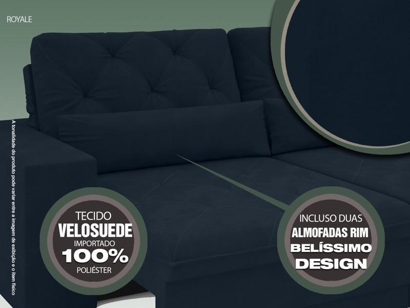 Sofá 3 Lugares Net Royale Assento Retrátil e Reclinável Petróleo 2,00m (L)