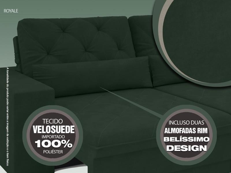 Sofá 3 Lugares Net Royale Assento Retrátil e Reclinável Verde 2,00m (L)