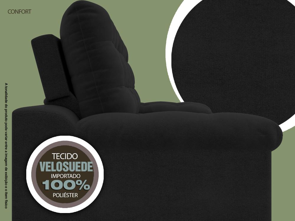 Sofá 4 Lugares Net Confort Assento Retrátil e Reclinável Preto 2,20m (L)