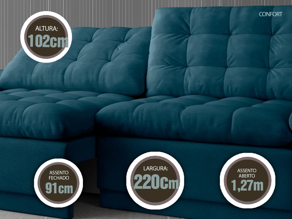Sofá 4 Lugares Net Confort Assento Retrátil e Reclinável Royal 2,20m (L)