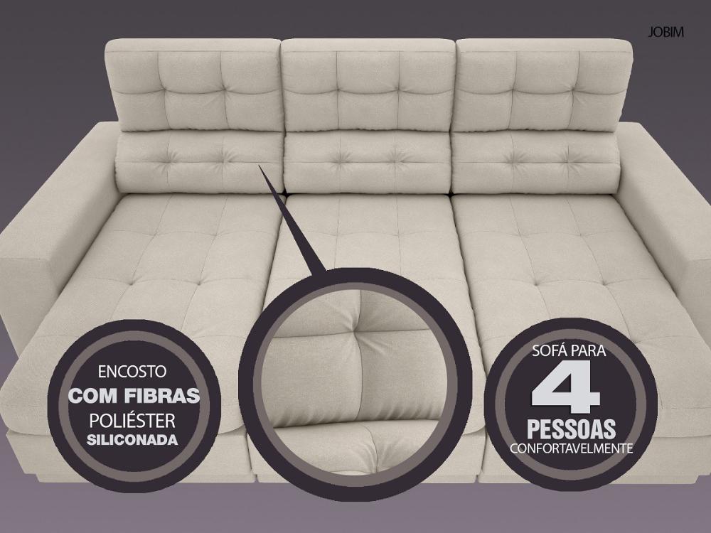 Sofá 4 Lugares Net Jobim Assento Retrátil e Reclinável Areia 2,30m (L)