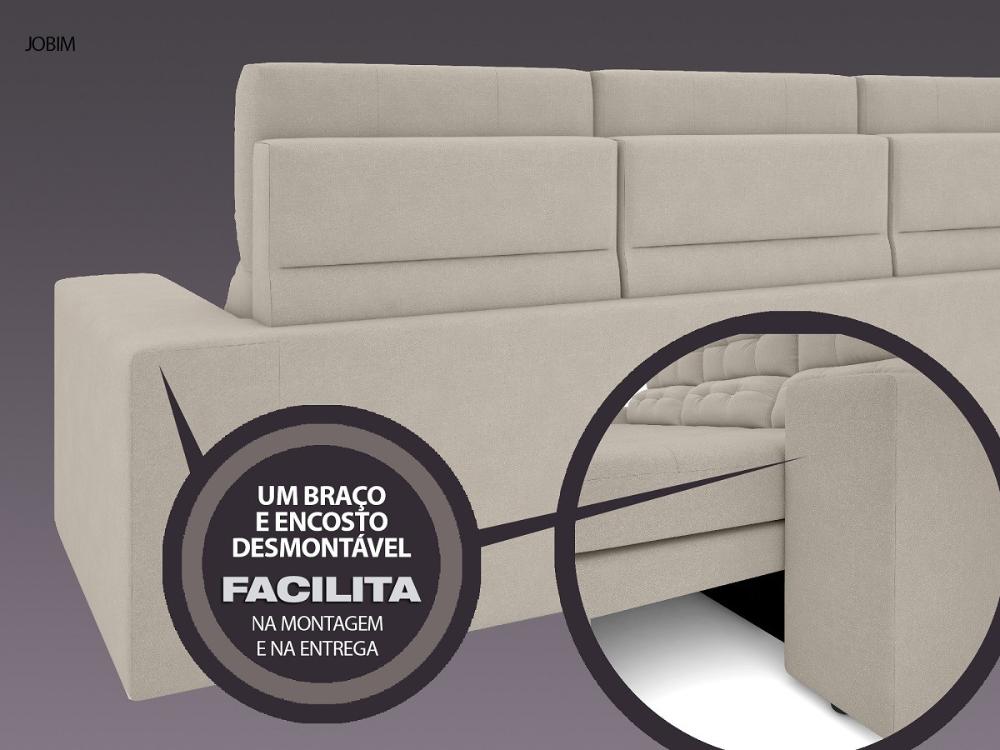 Sofá 4 Lugares Net Jobim Assento Retrátil e Reclinável Areia 2,30m (L)