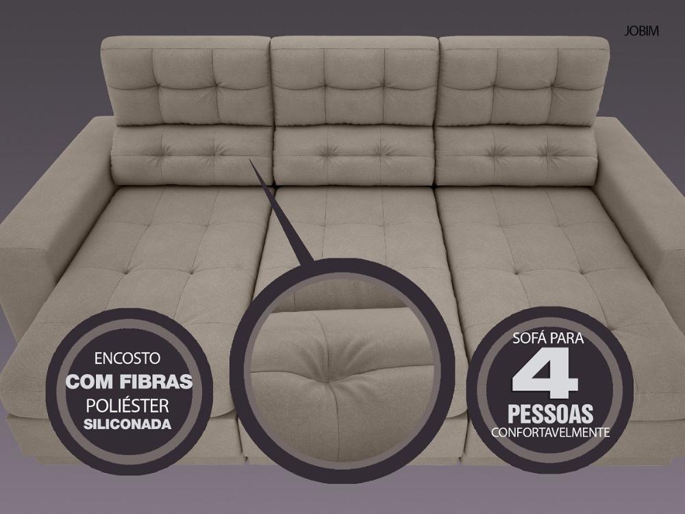 Sofá 4 Lugares Net Jobim Assento Retrátil e Reclinável Bege 2,30m (L)