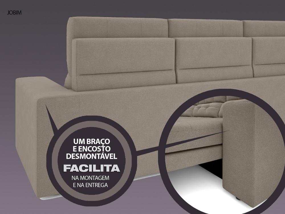 Sofá 4 Lugares Net Jobim Assento Retrátil e Reclinável Bege 2,30m (L)