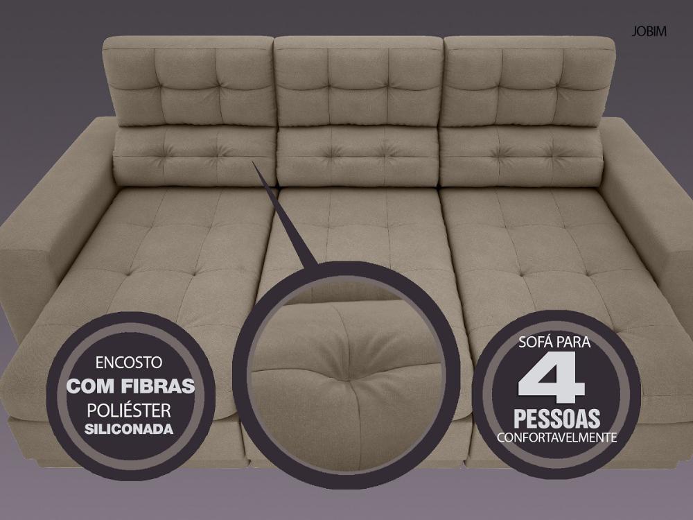Sofá 4 Lugares Net Jobim Assento Retrátil e Reclinável Capuccino 2,30m (L)