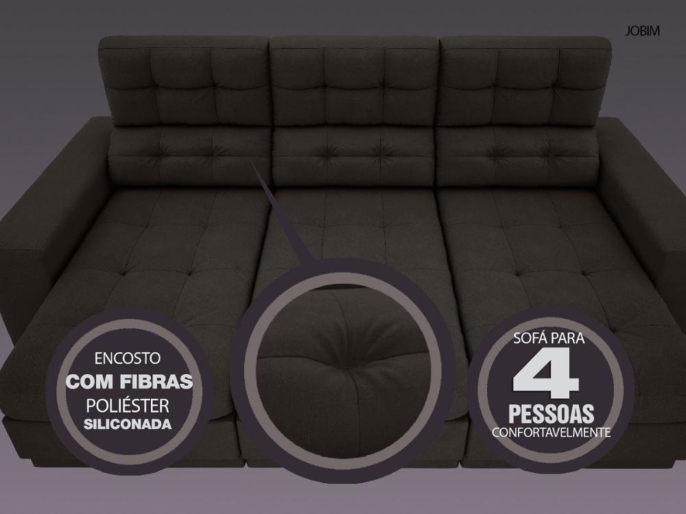 Sofá 4 Lugares Net Jobim Assento Retrátil e Reclinável Chocolate 2,30m (L)