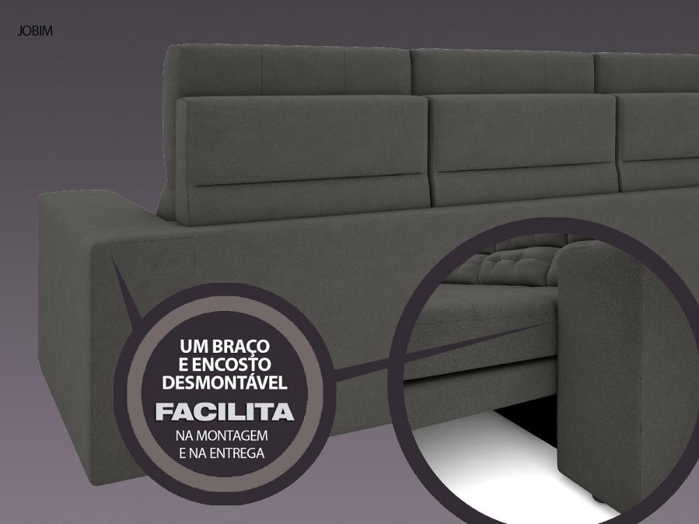 Sofá 4 Lugares Net Jobim Assento Retrátil e Reclinável Cinza 2,30m (L)