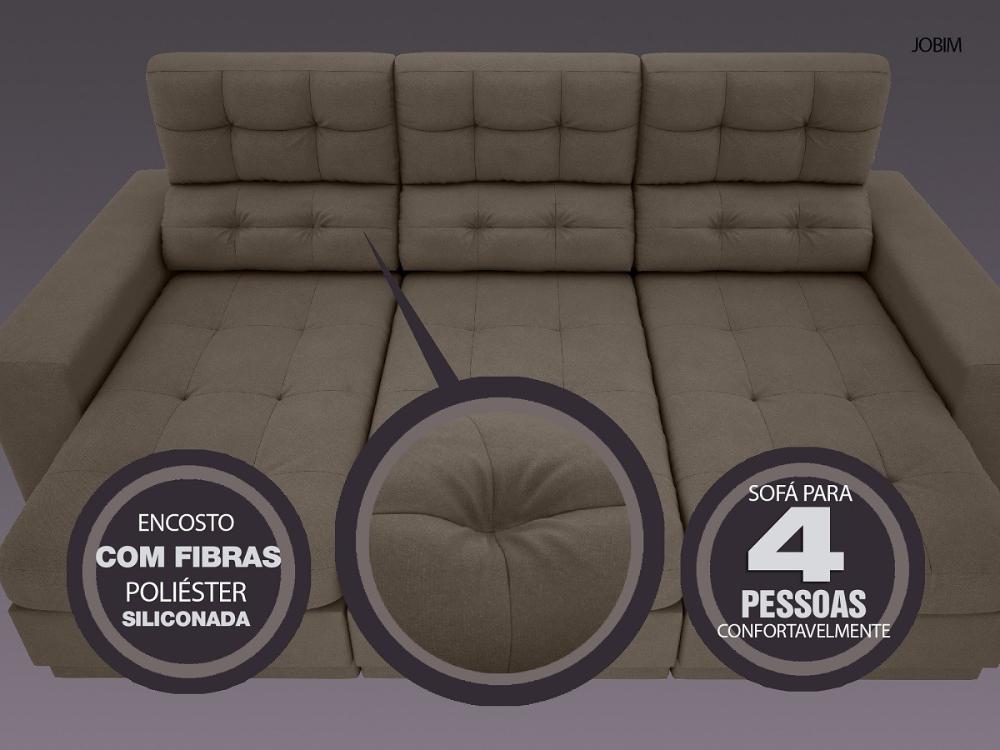 Sofá 4 Lugares Net Jobim Assento Retrátil e Reclinável Marrom 2,30m (L)