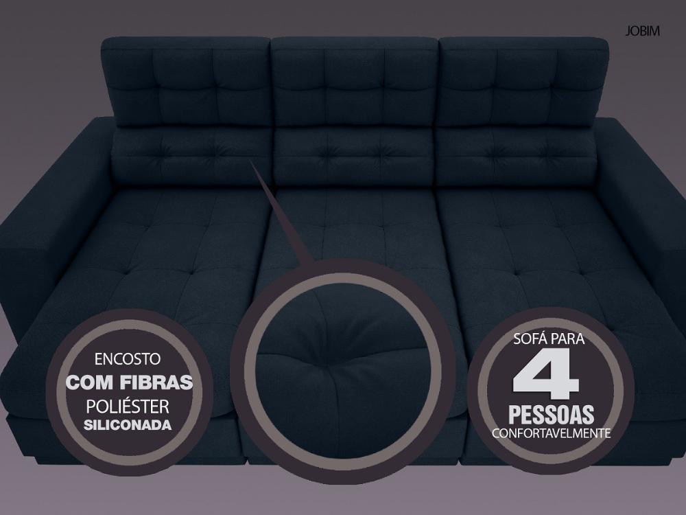 Sofá 4 Lugares Net Jobim Assento Retrátil e Reclinável Petróleo 2,30m (L)