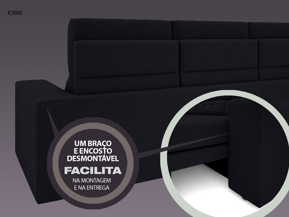 Sofá 4 Lugares Net Jobim Assento Retrátil e Reclinável Preto 2,30m (L)