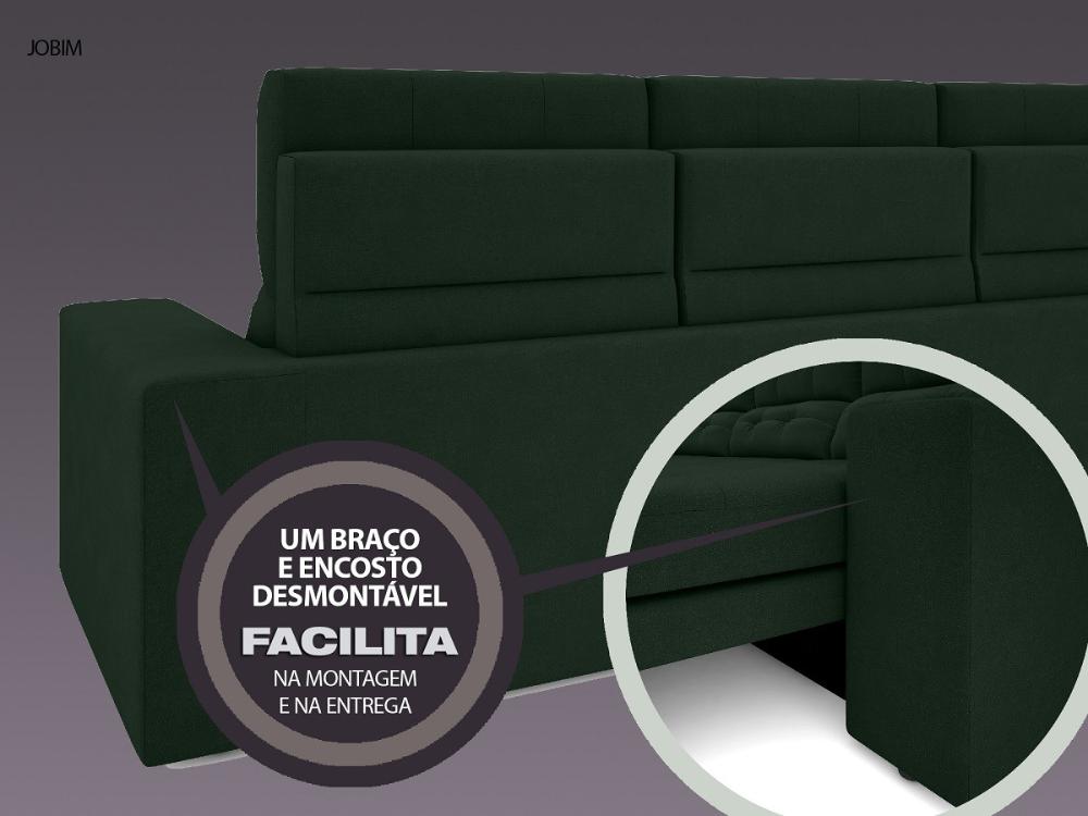 Sofá 4 Lugares Net Jobim Assento Retrátil e Reclinável Verde 2,30m (L)