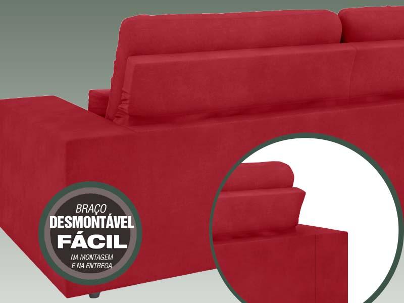 Sofá 4 Lugares Net Royale Assento Retrátil e Reclinável 2,30m (L) Vermelho – NETSOFAS