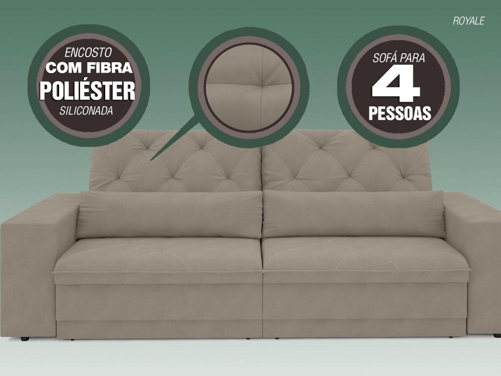 Sofá 4 Lugares Net Royale Assento Retrátil e Reclinável Areia 2,30m (L)