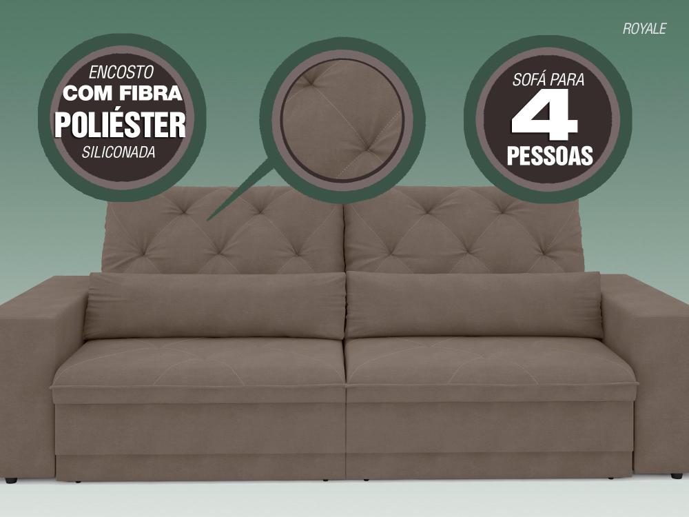 Sofá 4 Lugares Net Royale Assento Retrátil e Reclinável Bege 2,30m (L)