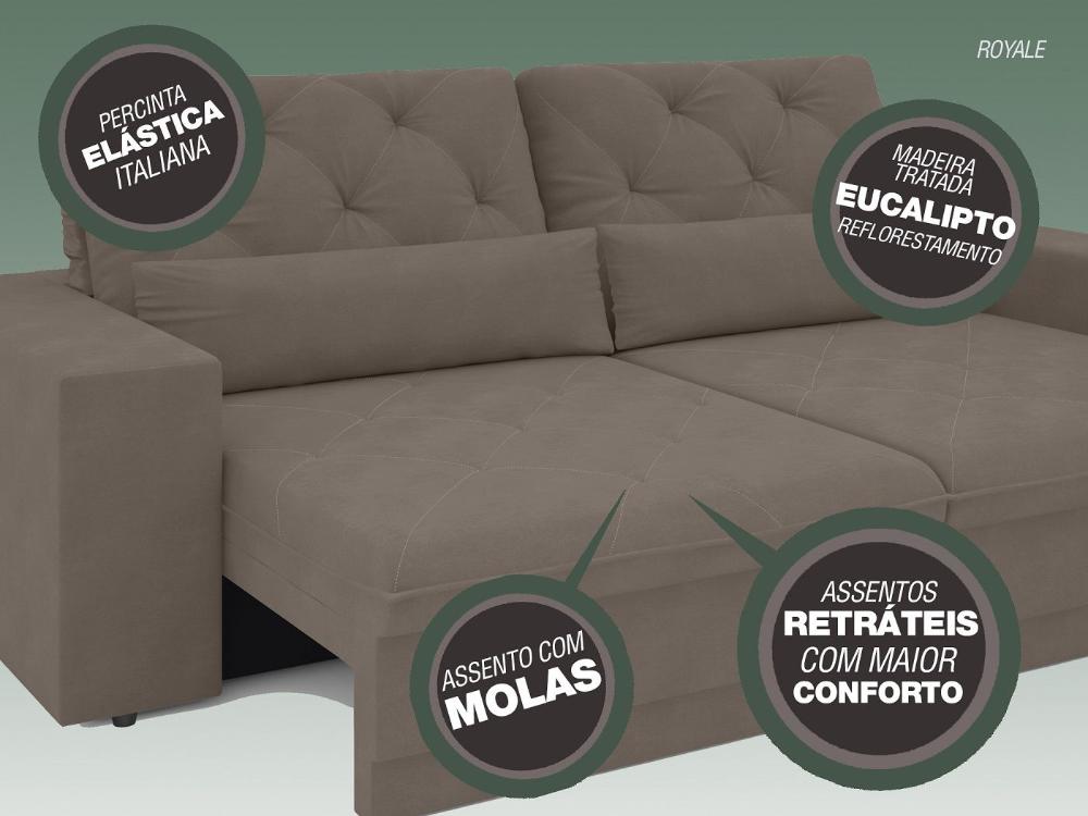 Sofá 4 Lugares Net Royale Assento Retrátil e Reclinável Bege 2,30m (L)