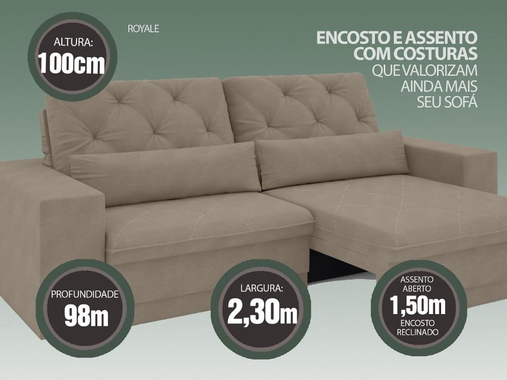 Sofá 4 Lugares Net Royale Assento Retrátil e Reclinável Capuccino 2,30m (L)