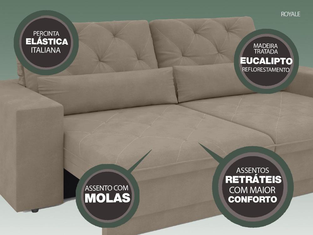 Sofá 4 Lugares Net Royale Assento Retrátil e Reclinável Capuccino 2,30m (L)