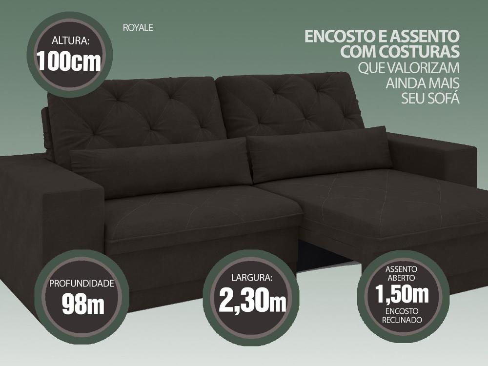 Sofá 4 Lugares Net Royale Assento Retrátil e Reclinável Chocolate 2,30m (L)