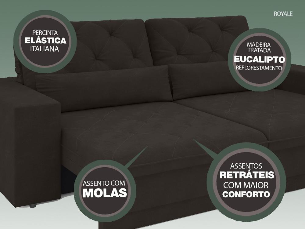 Sofá 4 Lugares Net Royale Assento Retrátil e Reclinável Chocolate 2,30m (L)