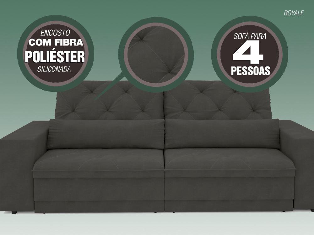 Sofá 4 Lugares Net Royale Assento Retrátil e Reclinável Cinza 2,30m (L)