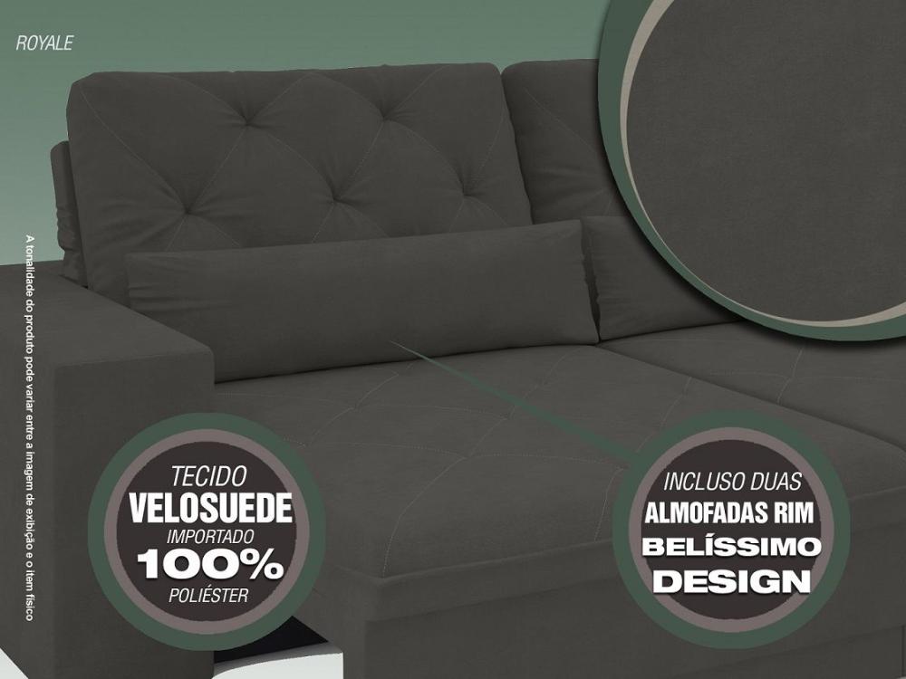 Sofá 4 Lugares Net Royale Assento Retrátil e Reclinável Cinza 2,30m (L)