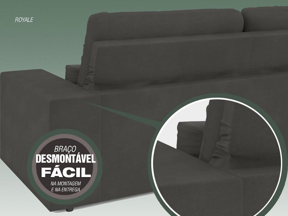 Sofá 4 Lugares Net Royale Assento Retrátil e Reclinável Cinza 2,30m (L)