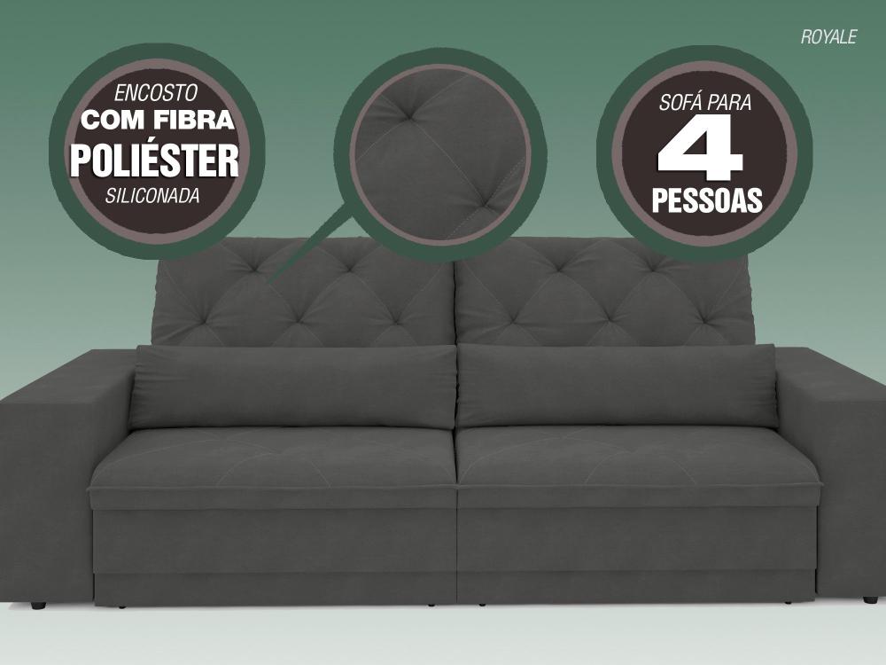 Sofá 4 Lugares Net Royale Assento Retrátil e Reclinável Grafite 2,30m (L)