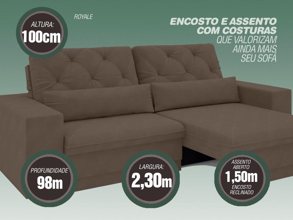 Sofá 4 Lugares Net Royale Assento Retrátil e Reclinável Marrom 2,30m (L)