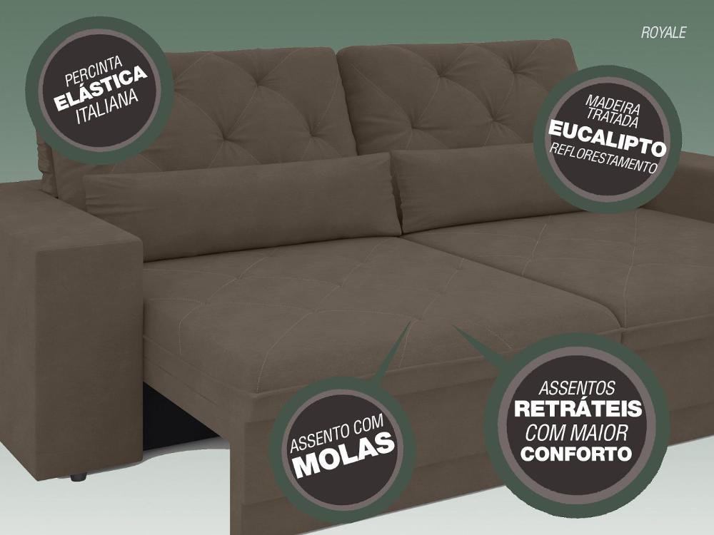 Sofá 4 Lugares Net Royale Assento Retrátil e Reclinável Marrom 2,30m (L)