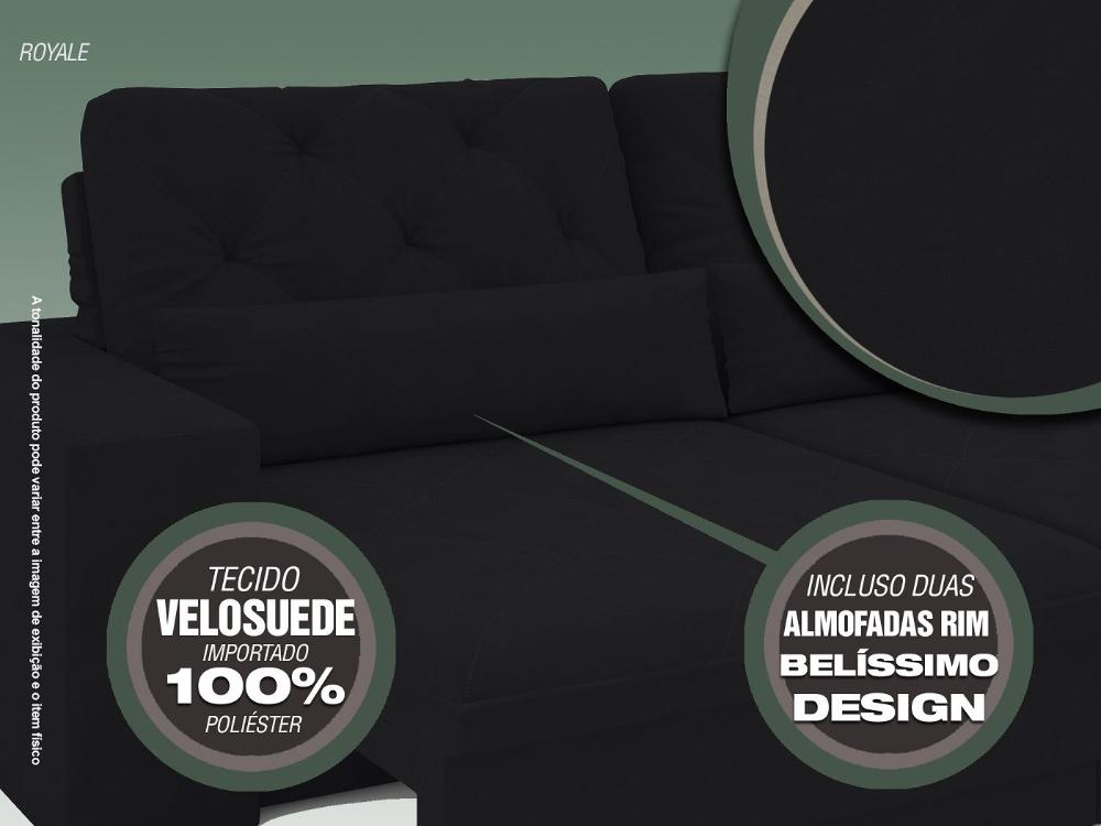 Sofá 4 Lugares Net Royale Assento Retrátil e Reclinável Preto 2,30m (L)
