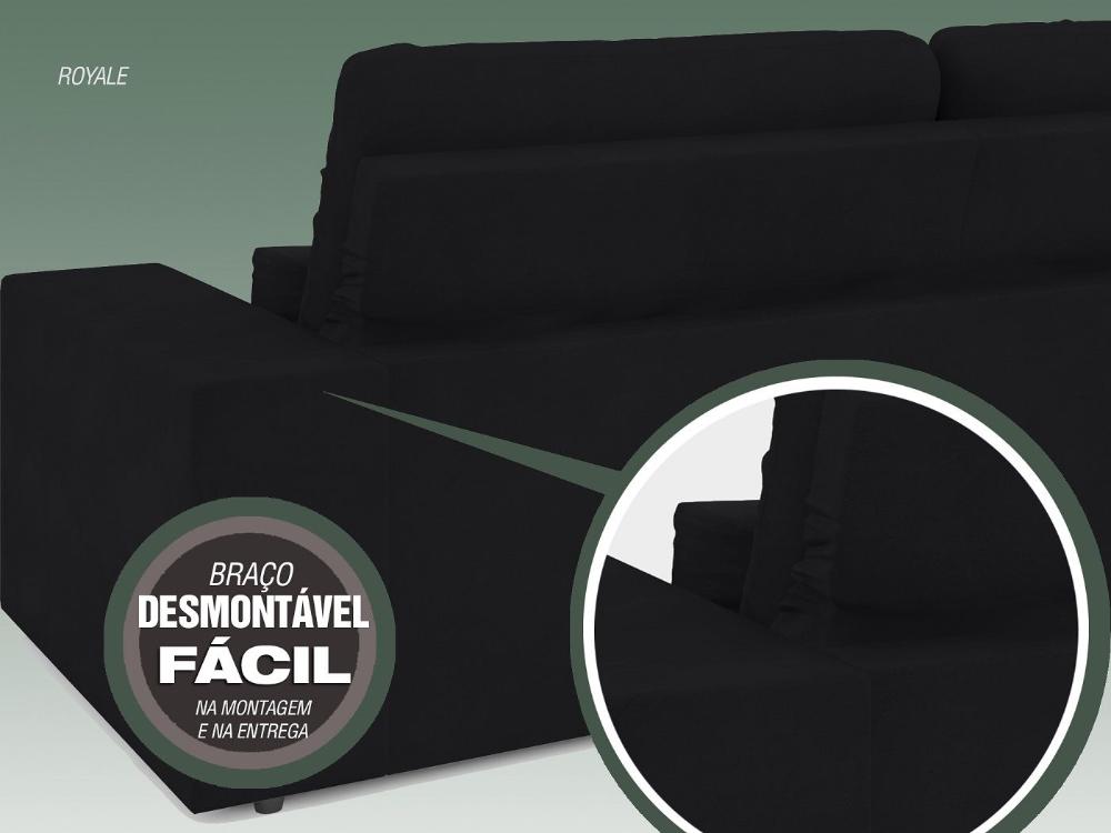 Sofá 4 Lugares Net Royale Assento Retrátil e Reclinável Preto 2,30m (L)