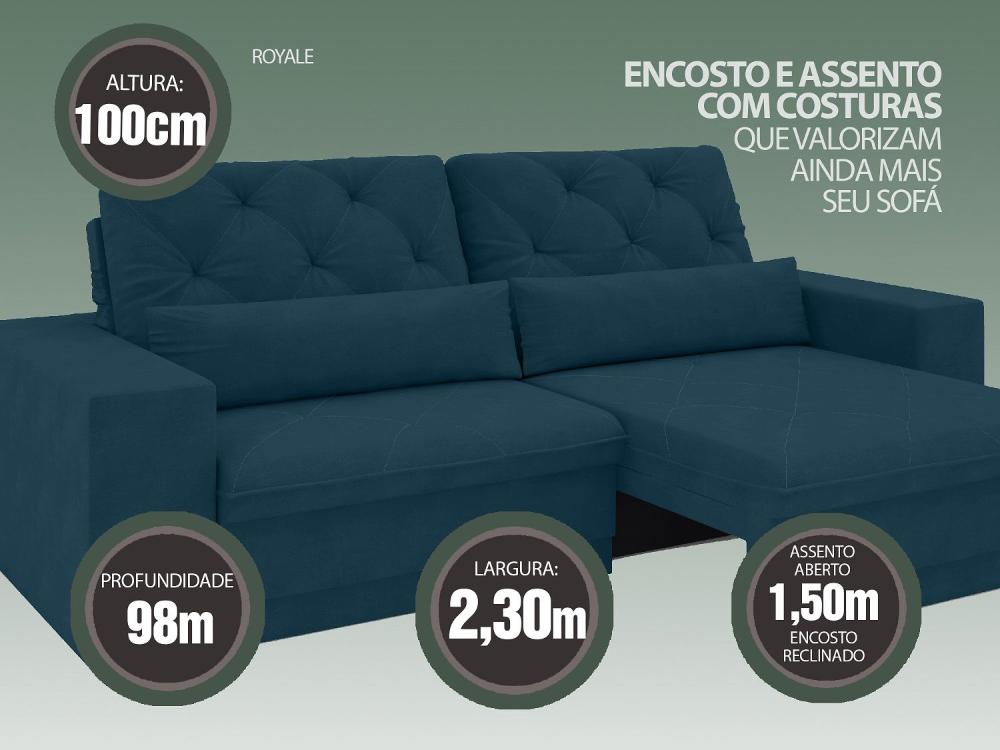 Sofá 4 Lugares Net Royale Assento Retrátil e Reclinável Royal 2,30m (L)