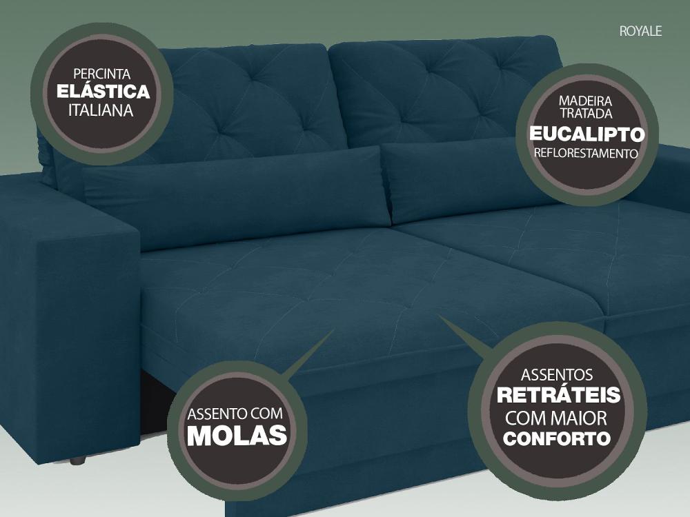 Sofá 4 Lugares Net Royale Assento Retrátil e Reclinável Royal 2,30m (L)