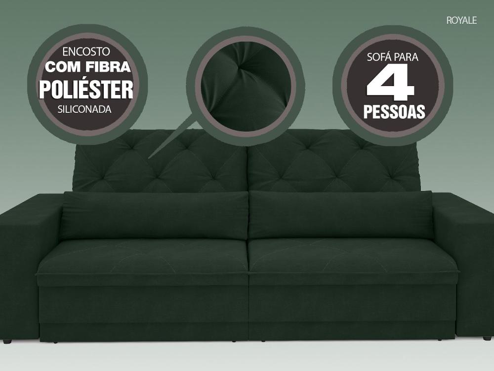 Sofá 4 Lugares Net Royale Assento Retrátil e Reclinável Verde 2,30m (L)