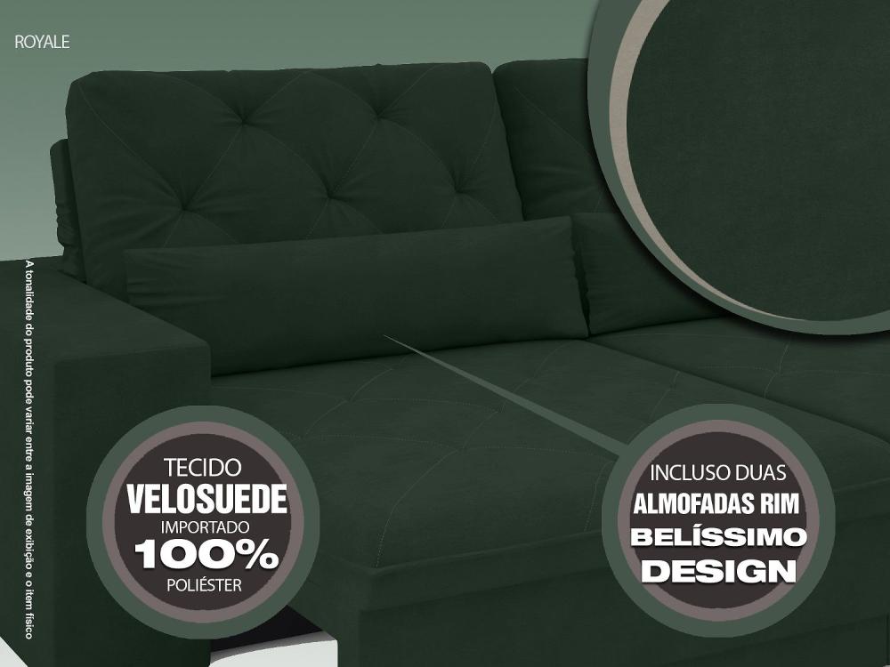 Sofá 4 Lugares Net Royale Assento Retrátil e Reclinável Verde 2,30m (L)
