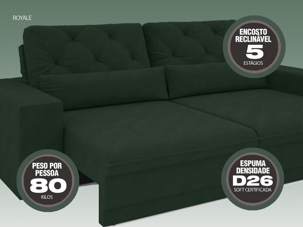 Sofá 4 Lugares Net Royale Assento Retrátil e Reclinável Verde 2,30m (L)