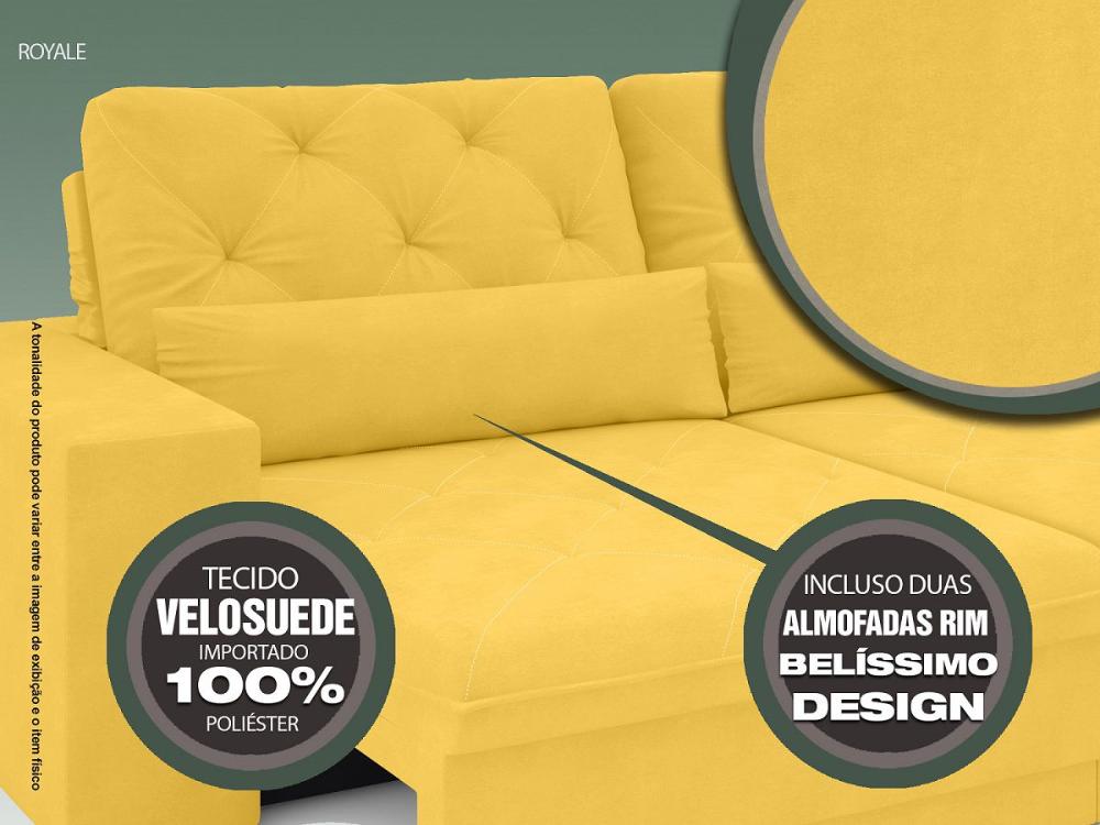 Sofá 5 Lugares Net Royale Assento Retrátil e Reclinável Canario 2,50m (L)
