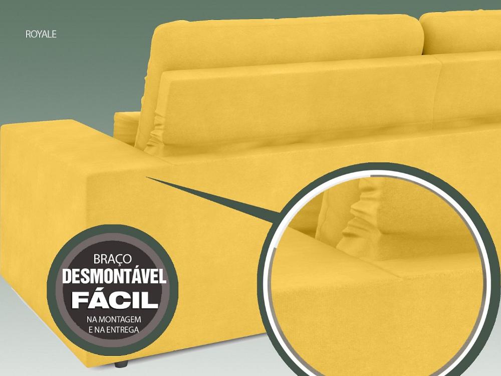 Sofá 5 Lugares Net Royale Assento Retrátil e Reclinável Canario 2,50m (L)