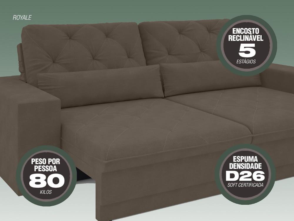 Sofá 5 Lugares Net Royale Assento Retrátil e Reclinável Marrom 2,50m (L)