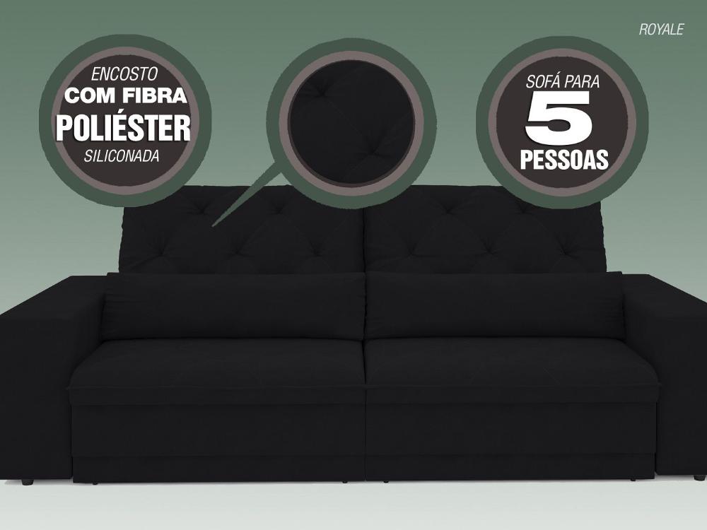 Sofá 5 Lugares Net Royale Assento Retrátil e Reclinável Preto 2,50m (L)