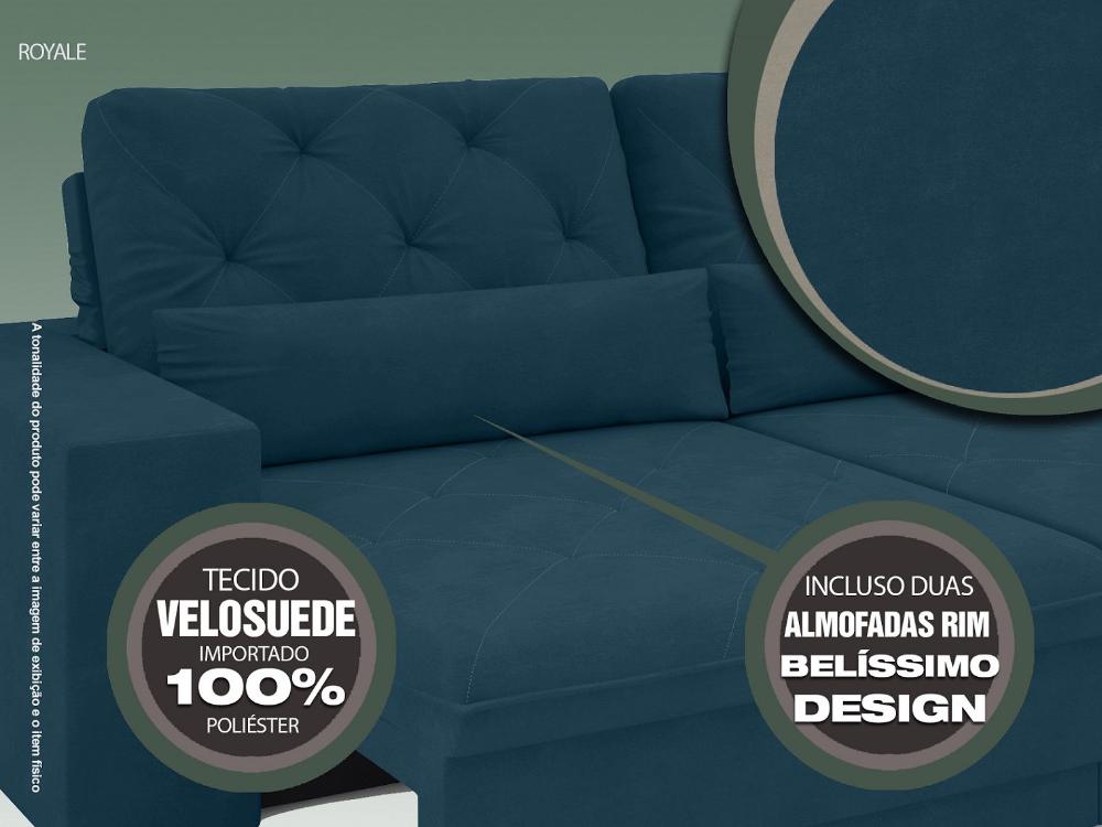 Sofá 5 Lugares Net Royale Assento Retrátil e Reclinável Royal 2,50m (L)